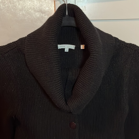 Vince Wool Blend Peplum Button Down Sweater Cowl Neck Black Size Medium - Picture 12 of 14